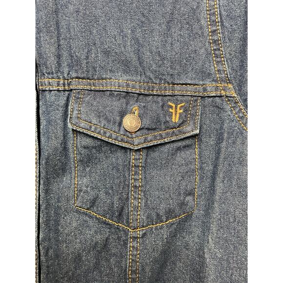 Frye Denim Dress Woman’s Sz S Dark Jean Buttons Pockets Long Sleeve Teacher NWOT - Picture 5 of 10